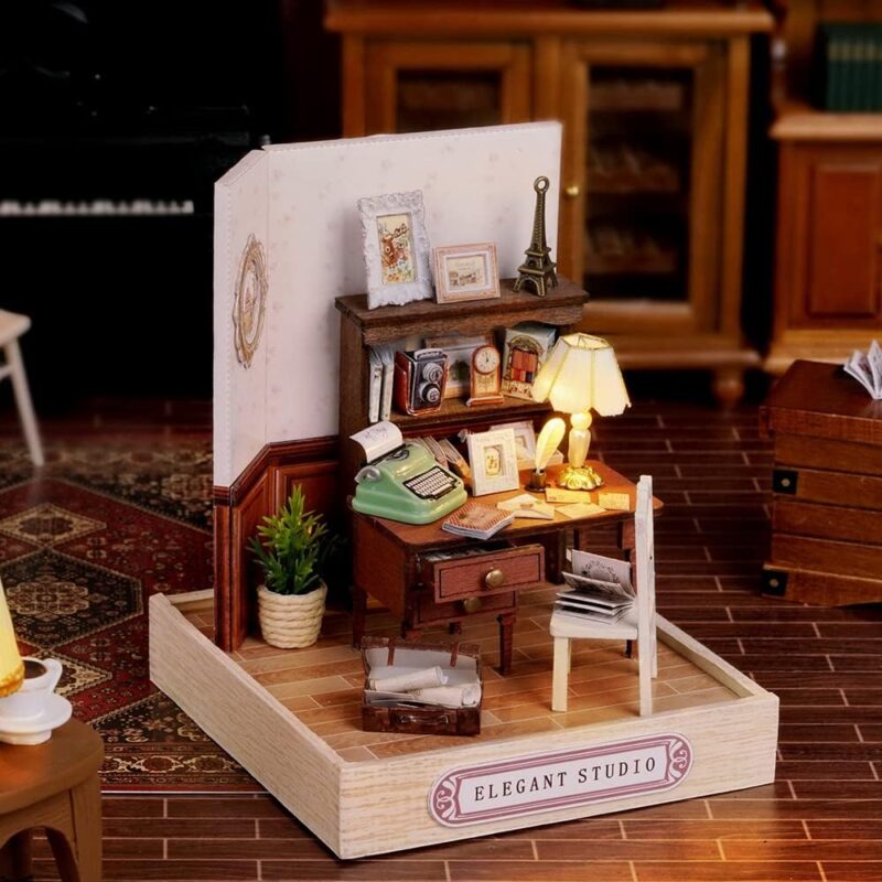 DIY Miniature Dollhouse Kit with Furniture, 1:24 Scale Creative Room Mini Wooden Doll House Plus Dust Proof for Kids Teens Adults - Image 2